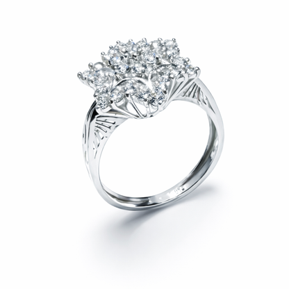Snowflake Cluster Silver Ring