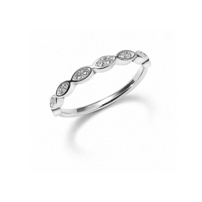 Oval Pave Silver Stacking Band