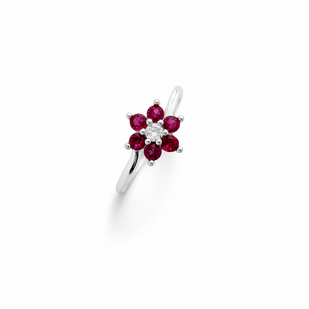 Six Petals Silver Ring
