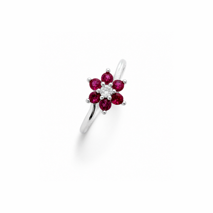 Six Petals Silver Ring