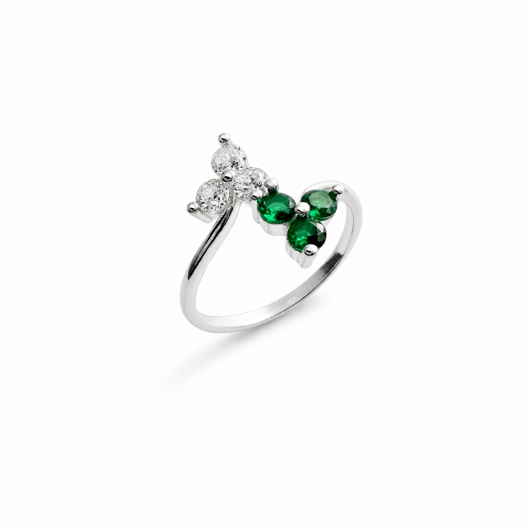 Double Leaf Silver Ring