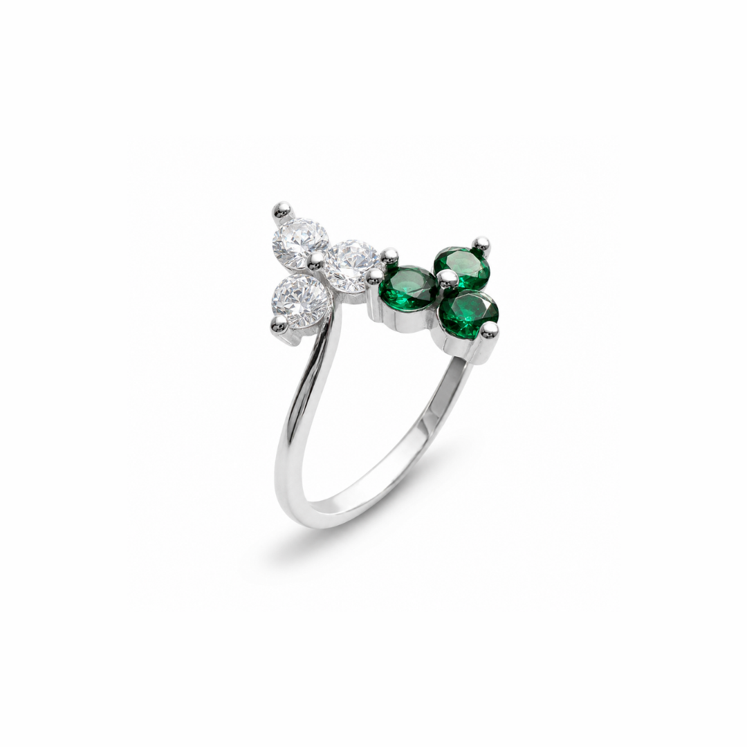 Double Leaf Silver Ring