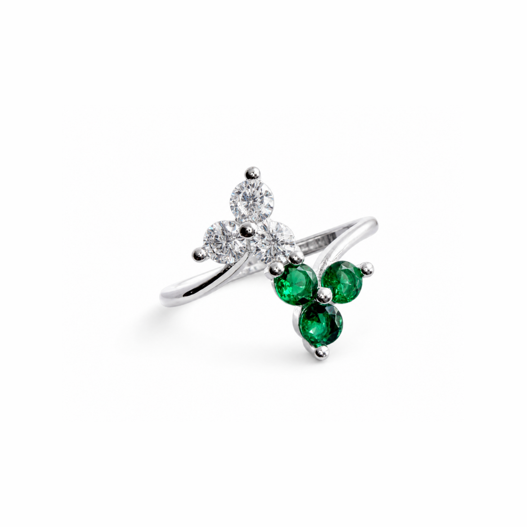 Double Leaf Silver Ring