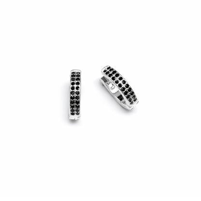 Black Double Line Huggie Hoops
