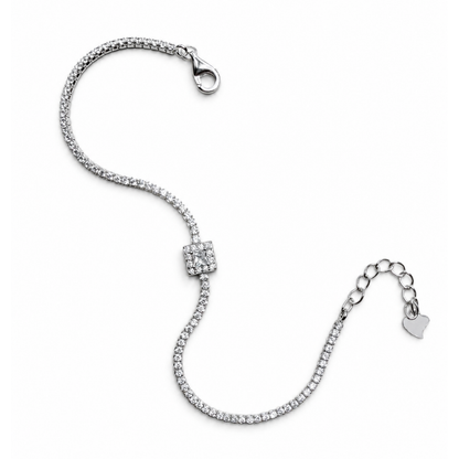 Geometric Square 925 Silver Tennis Bracelet