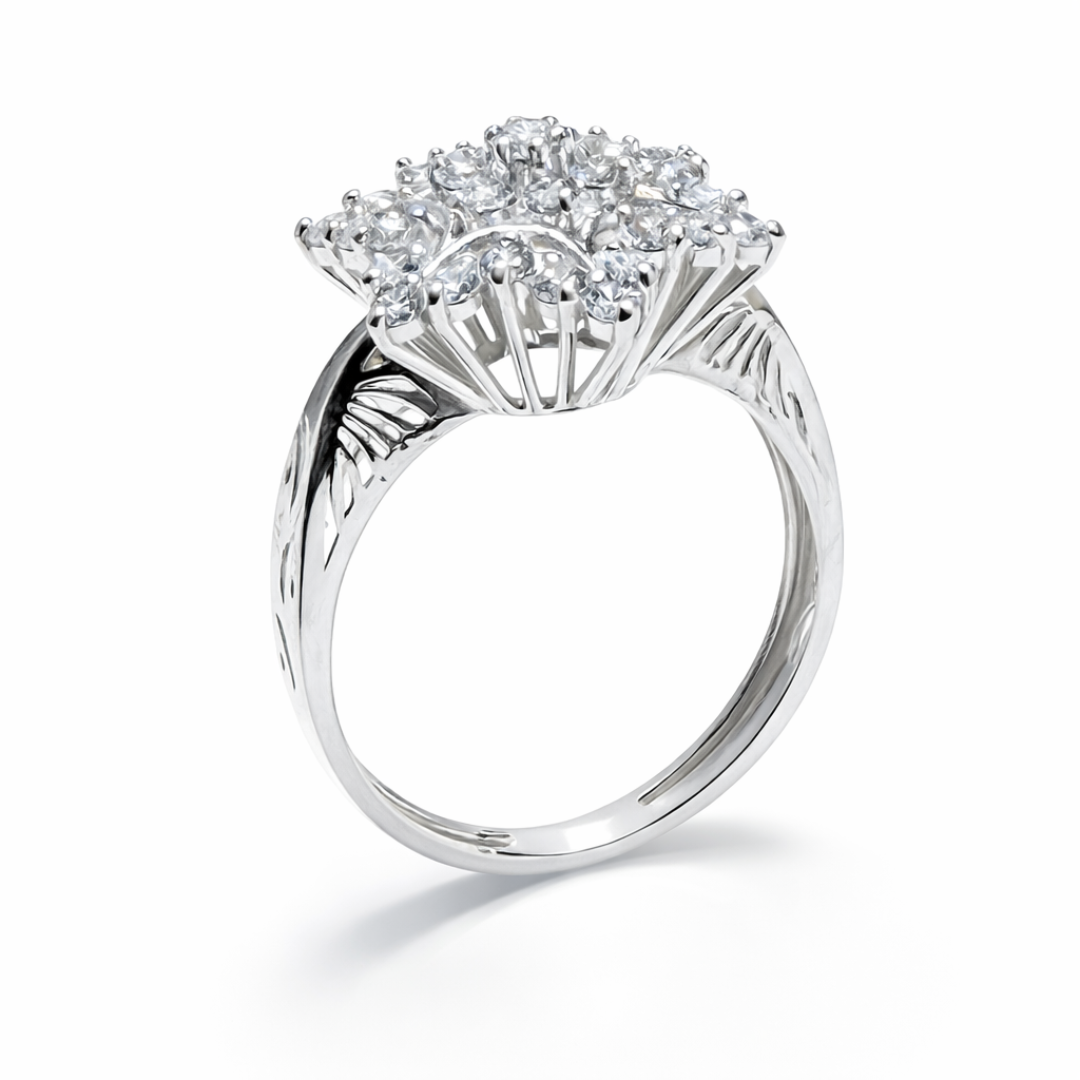Snowflake Cluster Silver Ring