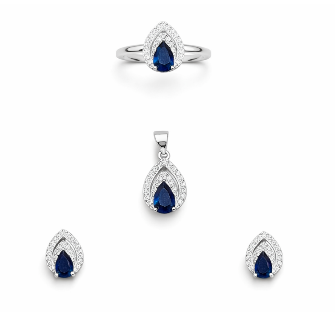 Teardrop Silver Pendant Set