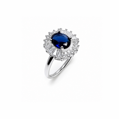 Cushion Cut Cluster Silver Ring