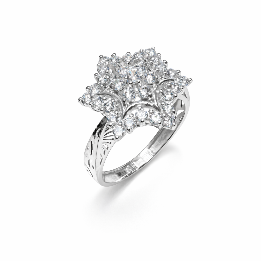 Snowflake Cluster Silver Ring