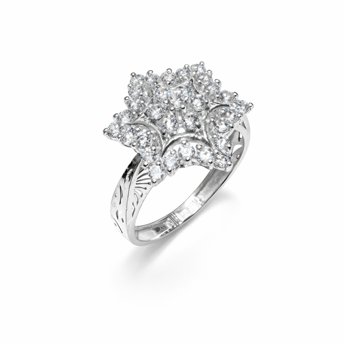 Snowflake Cluster Silver Ring