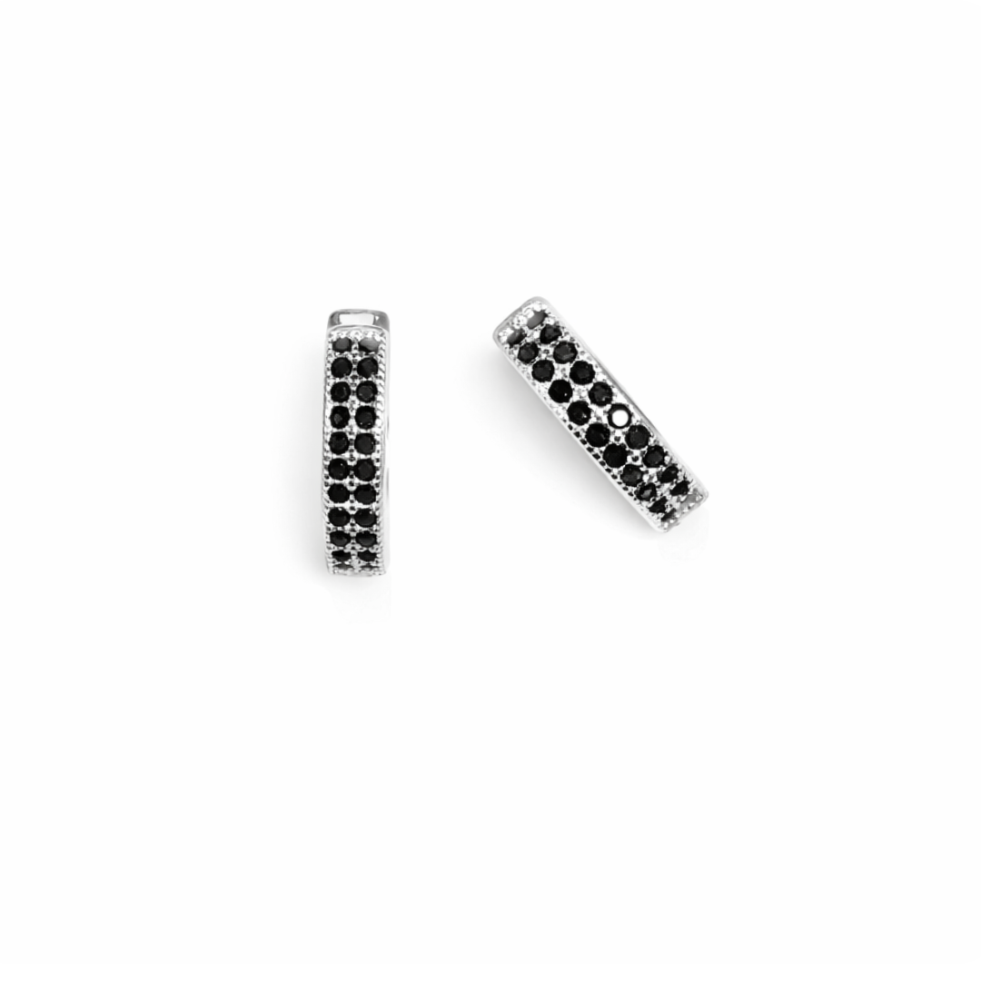 Black Double Line Huggie Hoops