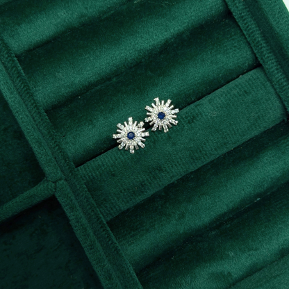 Starburst Sparkle Silver Eartops
