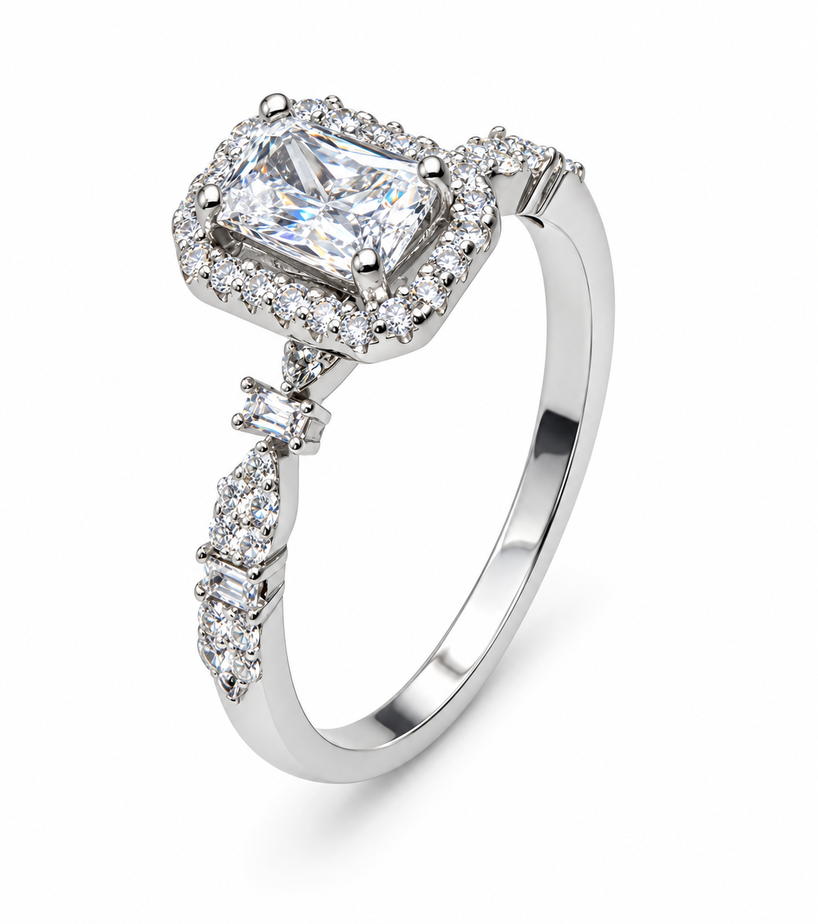Radiant-Cut halo Engagement Ring