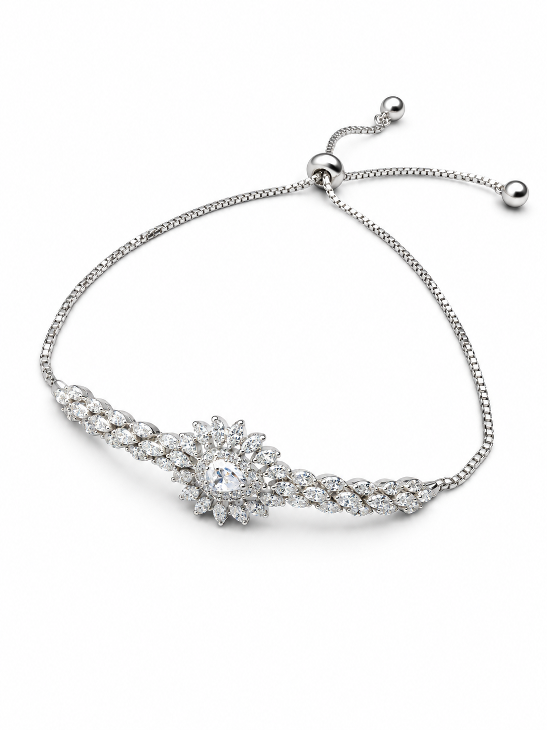 925 Silver Pear Bolo Bracelet