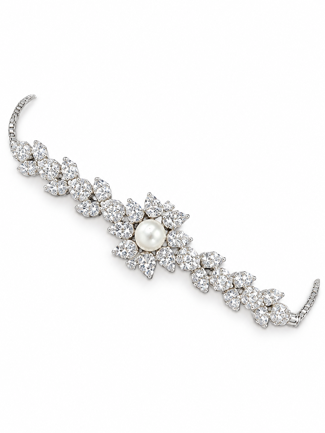 Pearl Flower 925 Silver Bolo Bracelet