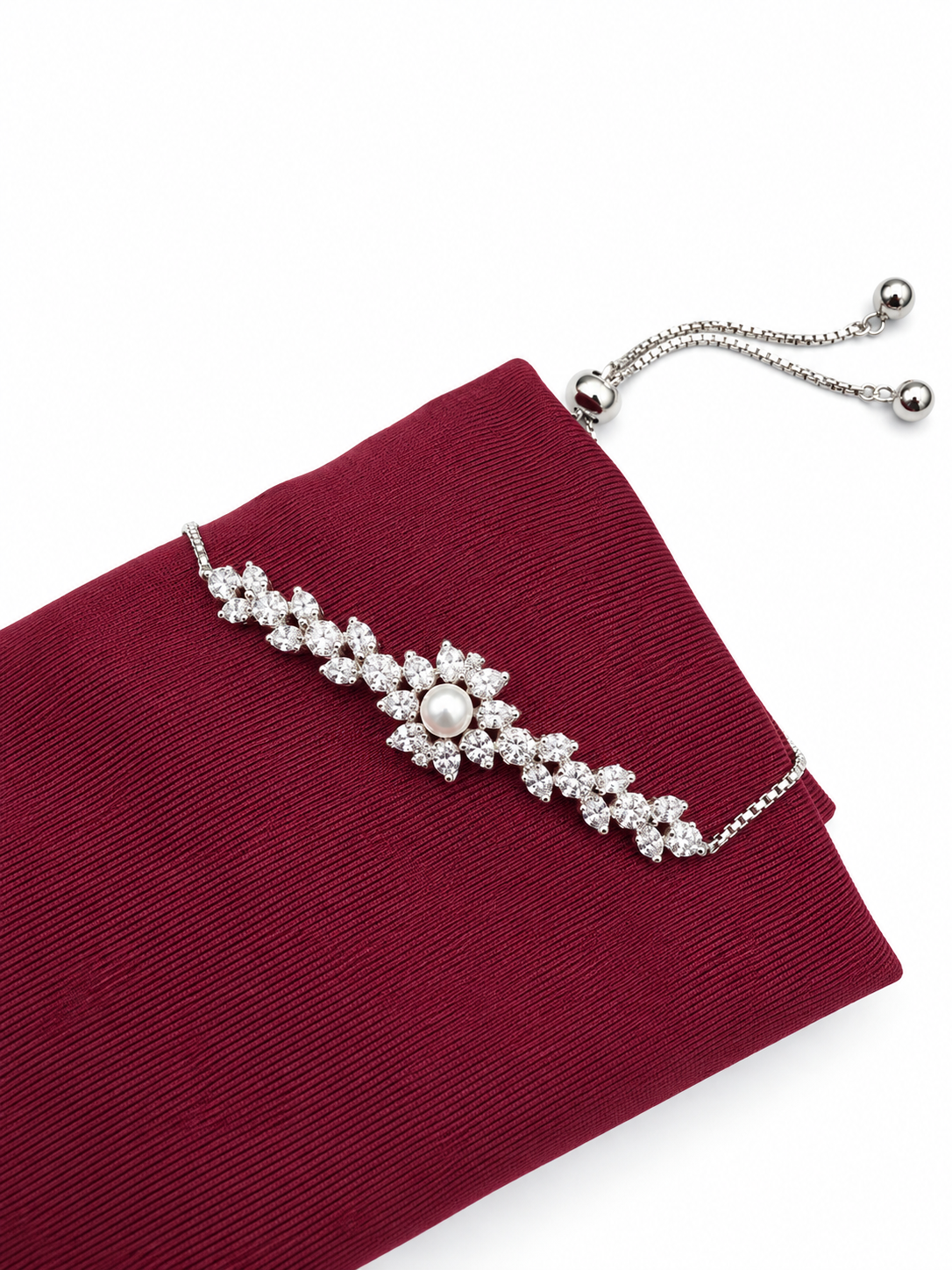 Pearl Flower 925 Silver Bolo Bracelet
