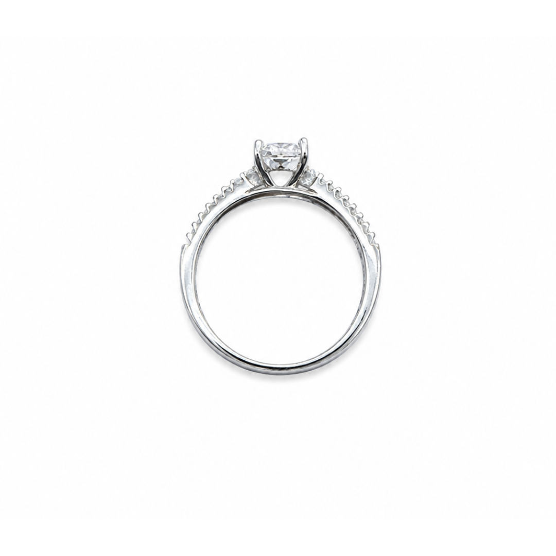 Hayes Split Hidden Halo Engagement Silver Ring