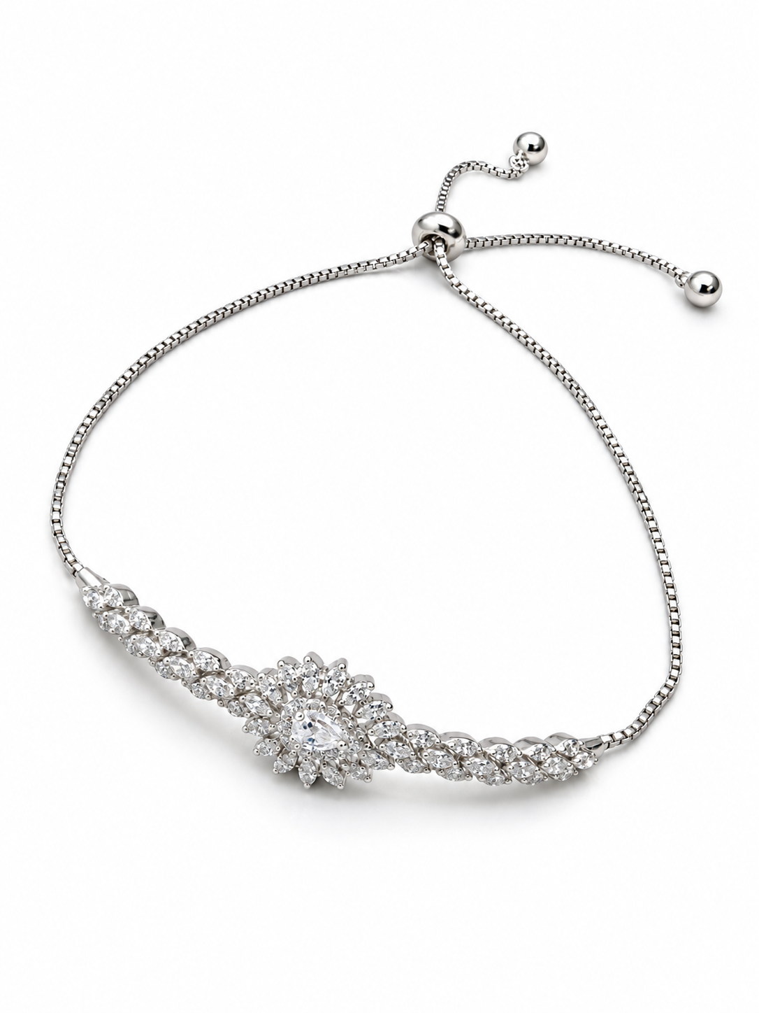 925 Silver Pear Bolo Bracelet