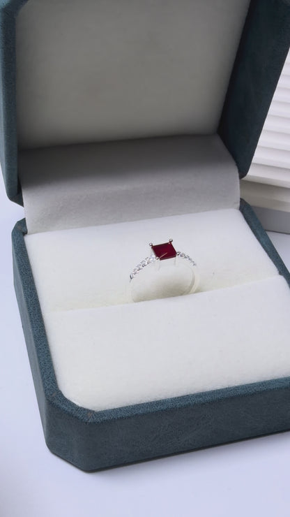 Princess Cut Solitaire Silver Ring