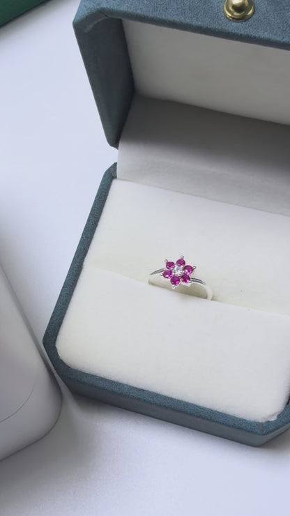 Six Petals Silver Ring