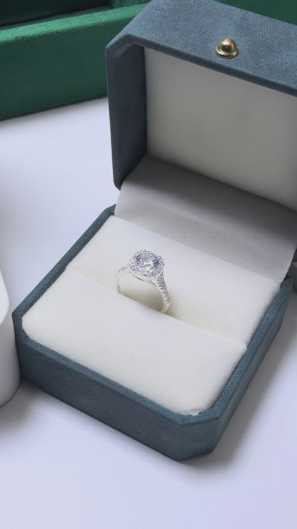Cushion Cut Engagement Silver Ring