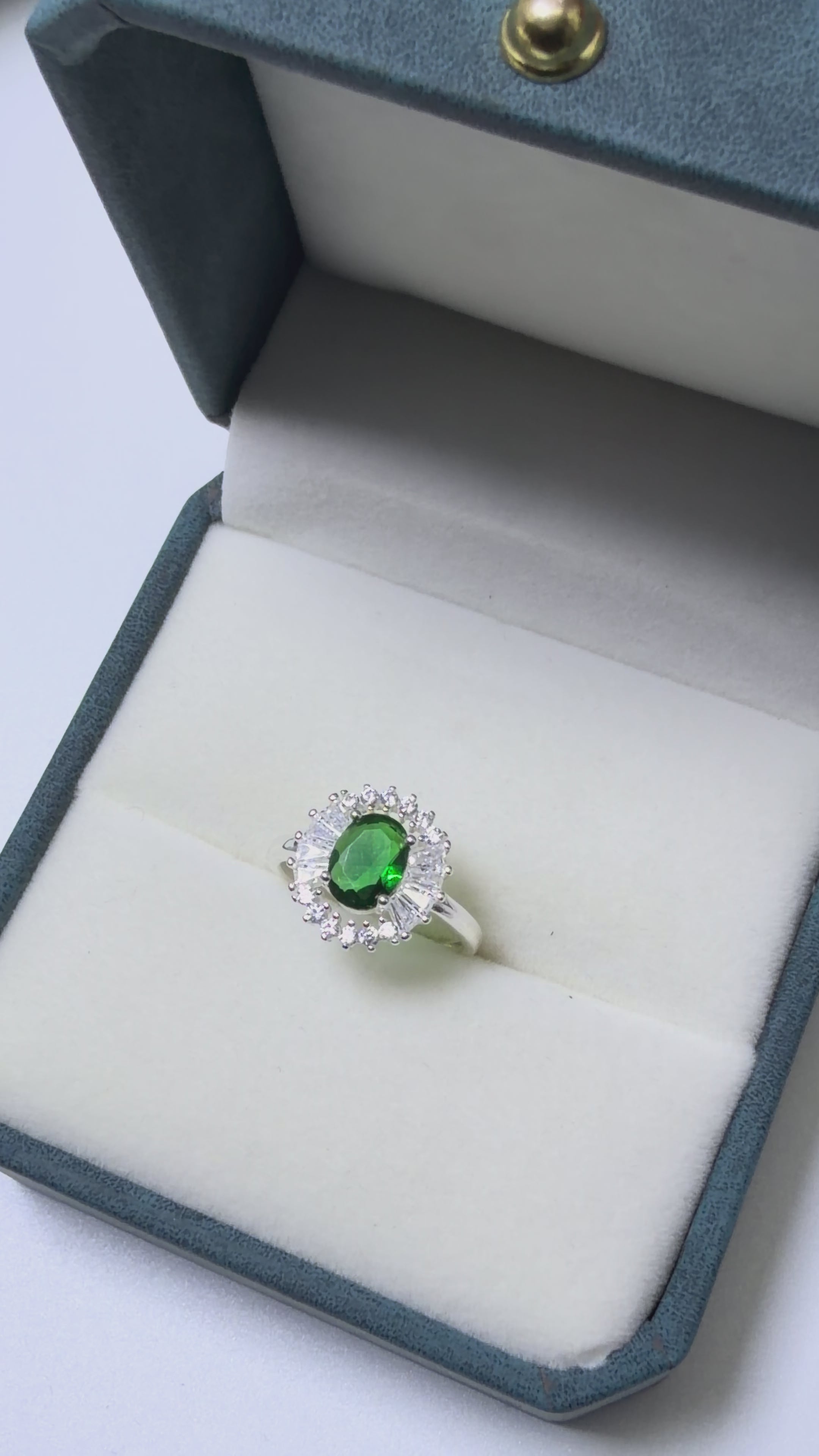 Cushion Cut Cluster Silver Ring
