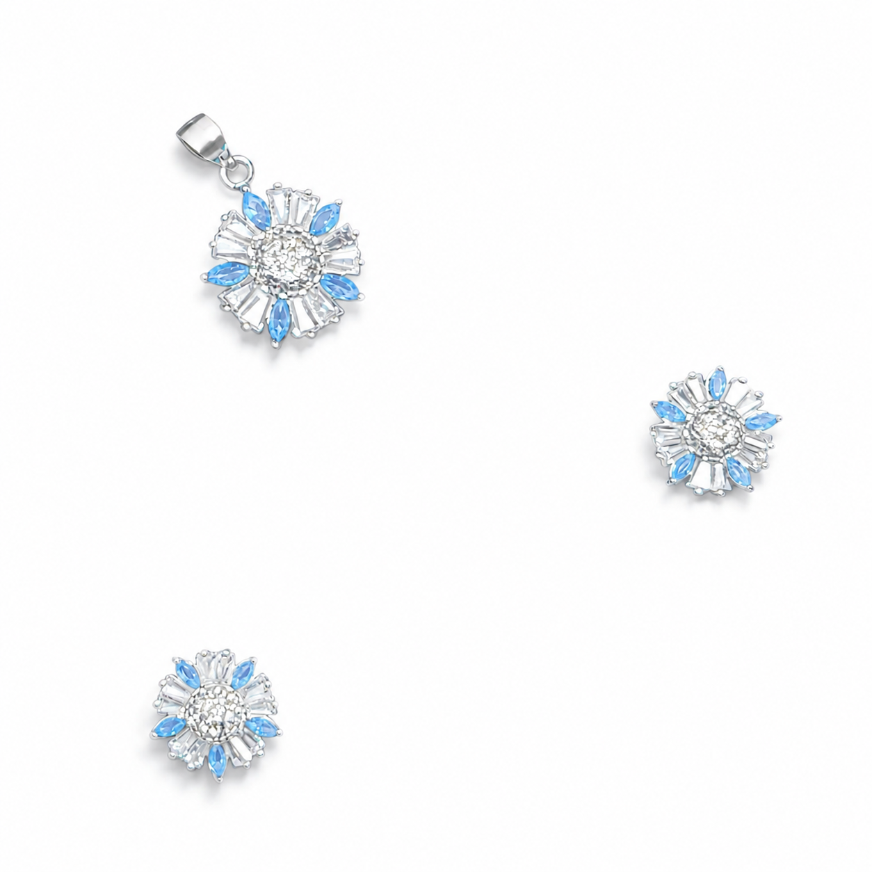 Petal Silver Pendant Set