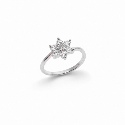 Six Petals Silver Ring